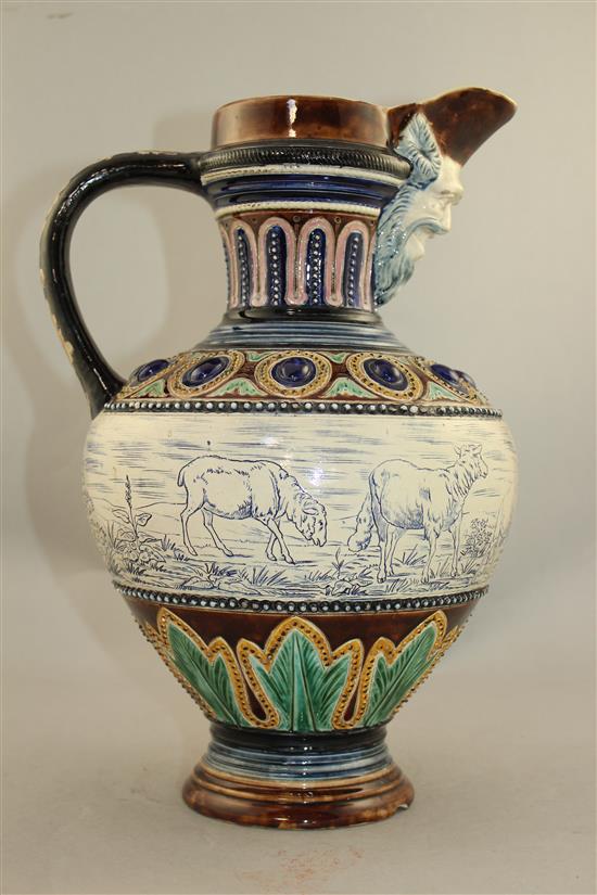 An Amphora pottery ewer, late 19th century, 34cm.